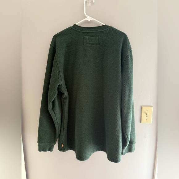 L.L.Bean Mens Green Katahdin Iron Works Bonded Waffle Fleece Henley Pullover XL - Picture 7 of 9